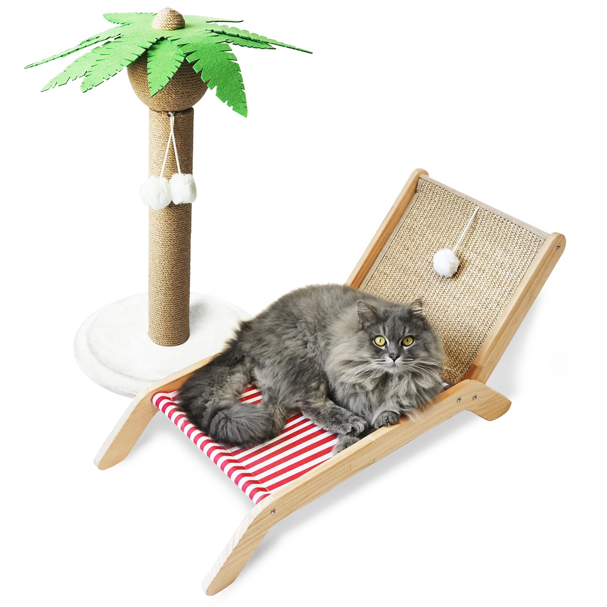 PETKARAY cat hammock beach chair provides elevated comfort for indoor cats under sunlight.