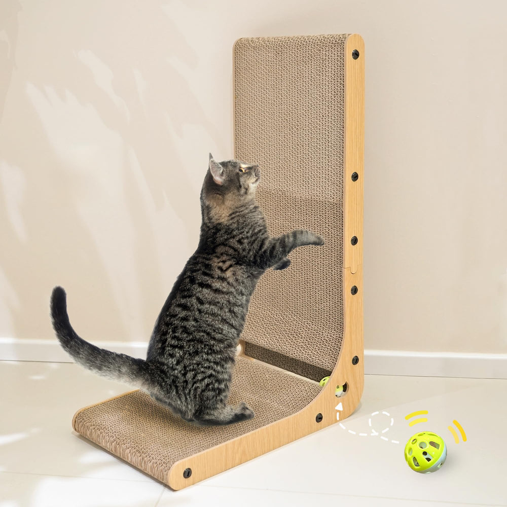 PETKARAY cat-scratcher assembly demonstrates quick setup and sturdy base.