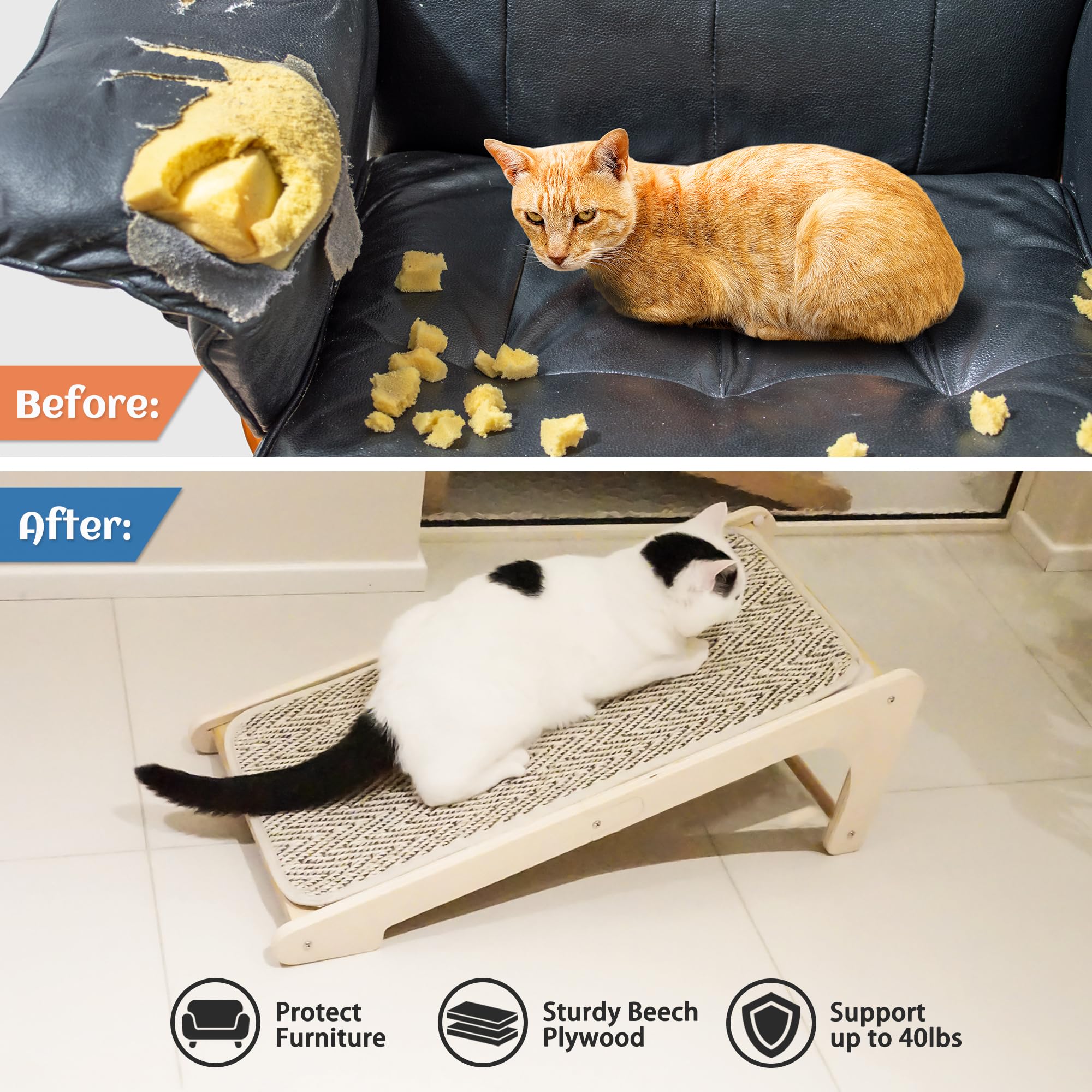 PETKARAY scratcher with durable wooden frame for stability