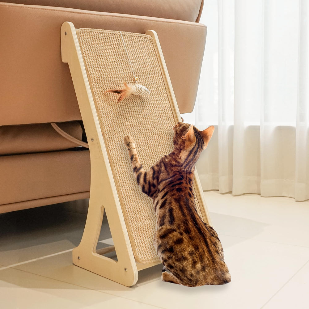 Petkaray cat scratcher with natural sisal mat keeps claws healthy and engaged.