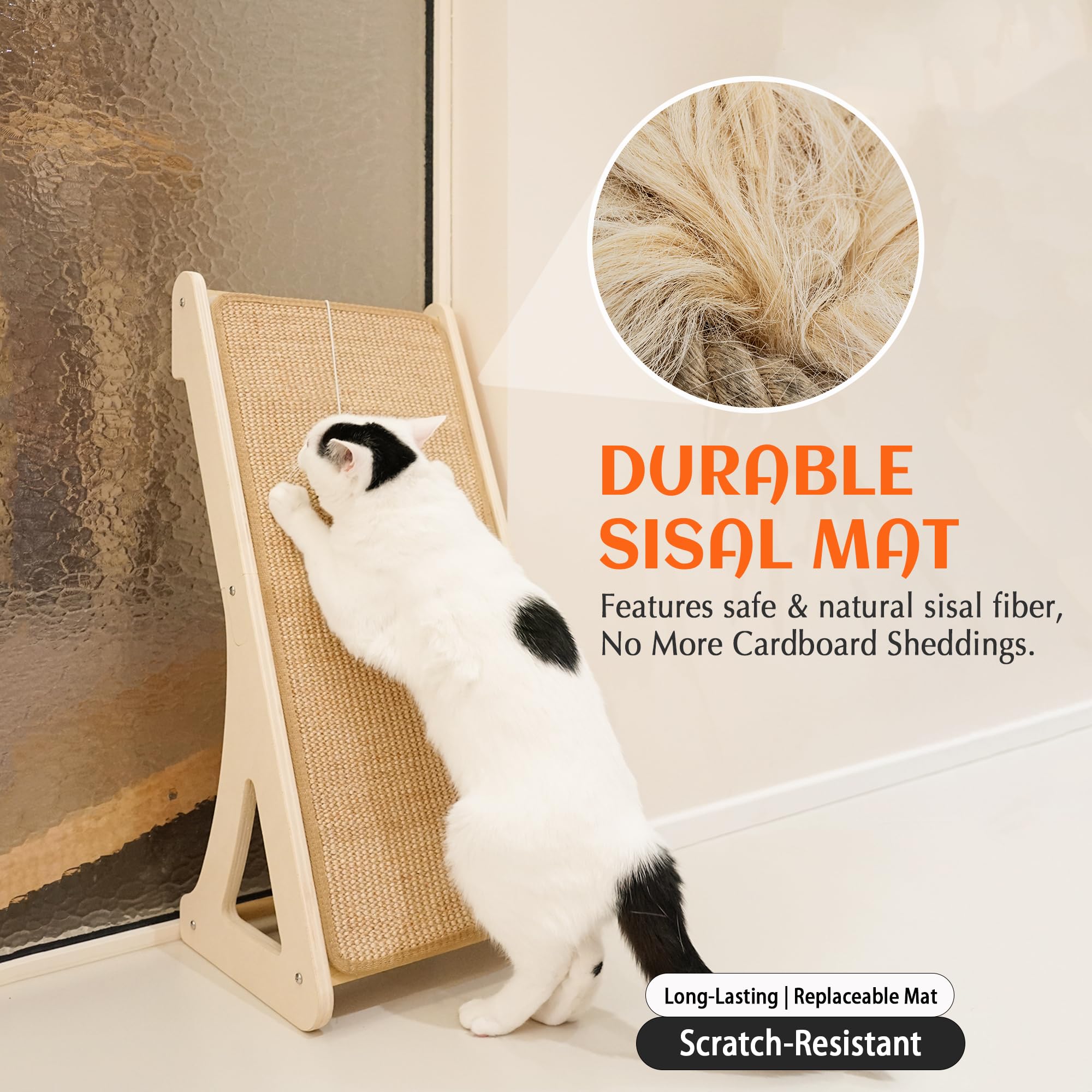 Petkaray cat scratcher wall mount demonstrates versatile installation and space-saving design.