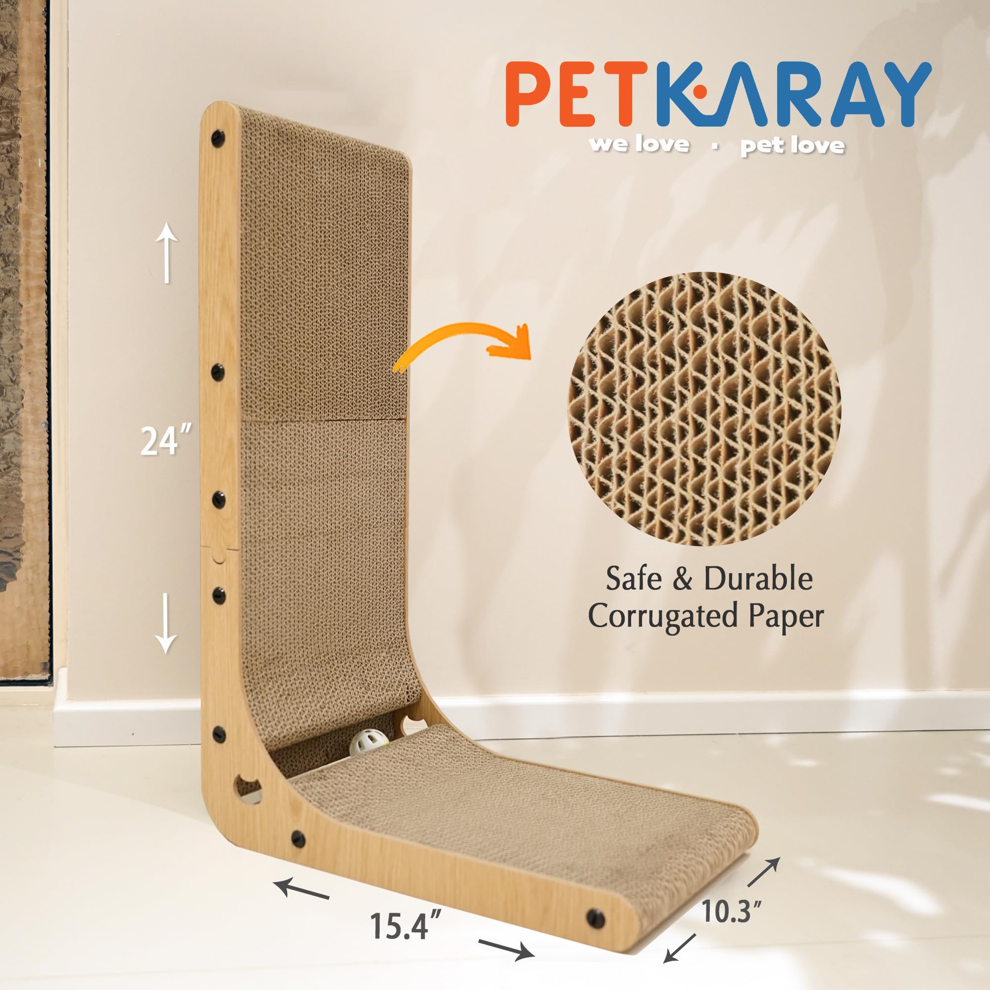 PETKARAY cat-scratching-board-ball-toy engages cats with interactive play.