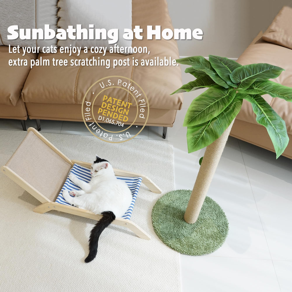 PETKARAY cat scratching post beach chair design adds sunny lounging vibes for indoor cats