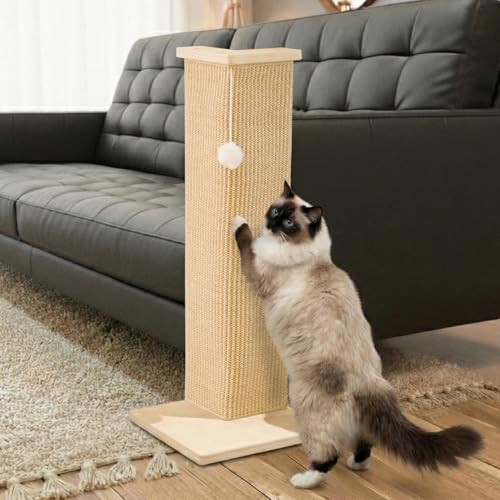PETKARAY couch corner cat scratcher assembled in a corner with a stable base.
