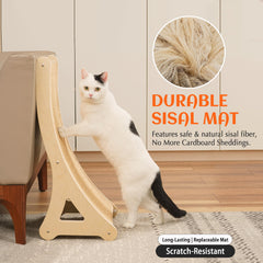 PETKARAY curved scratcher wooden frame demonstrates sturdy construction and stability