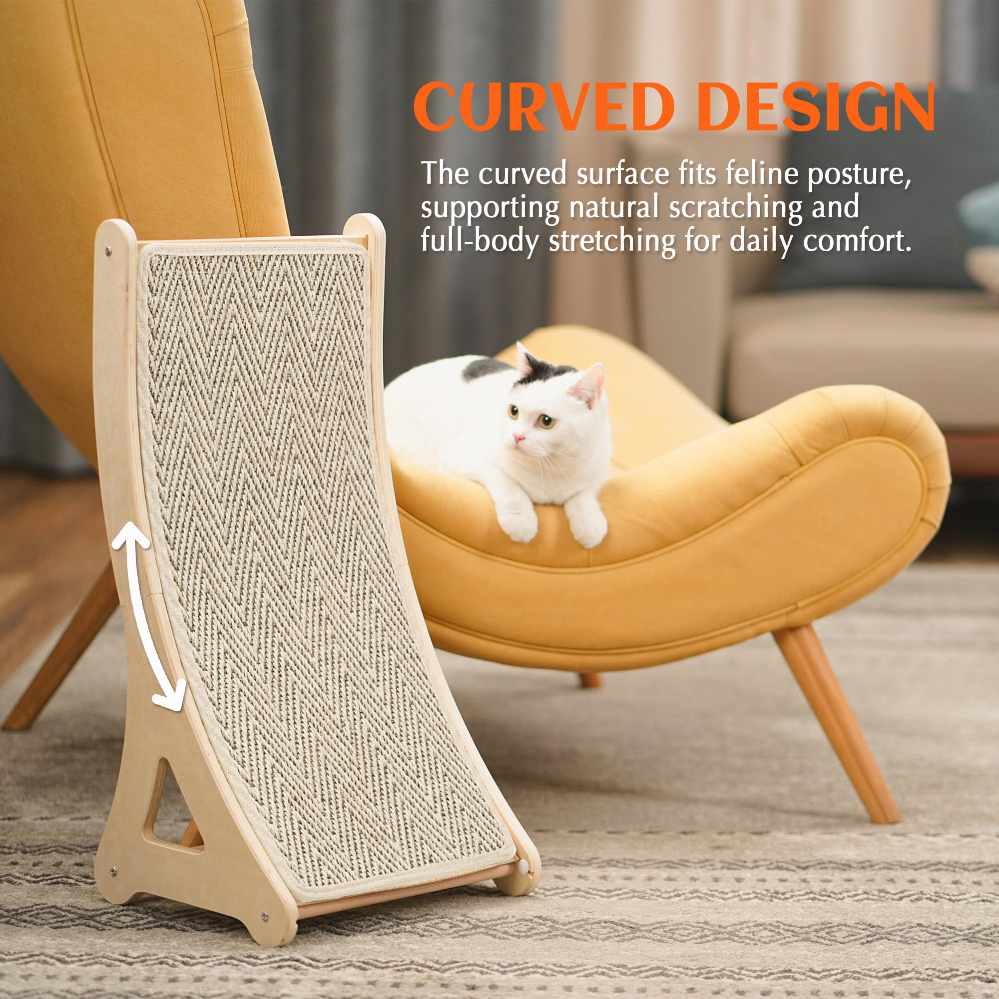PETKARAY curved scratcher with mouse toy showcases interactive play option