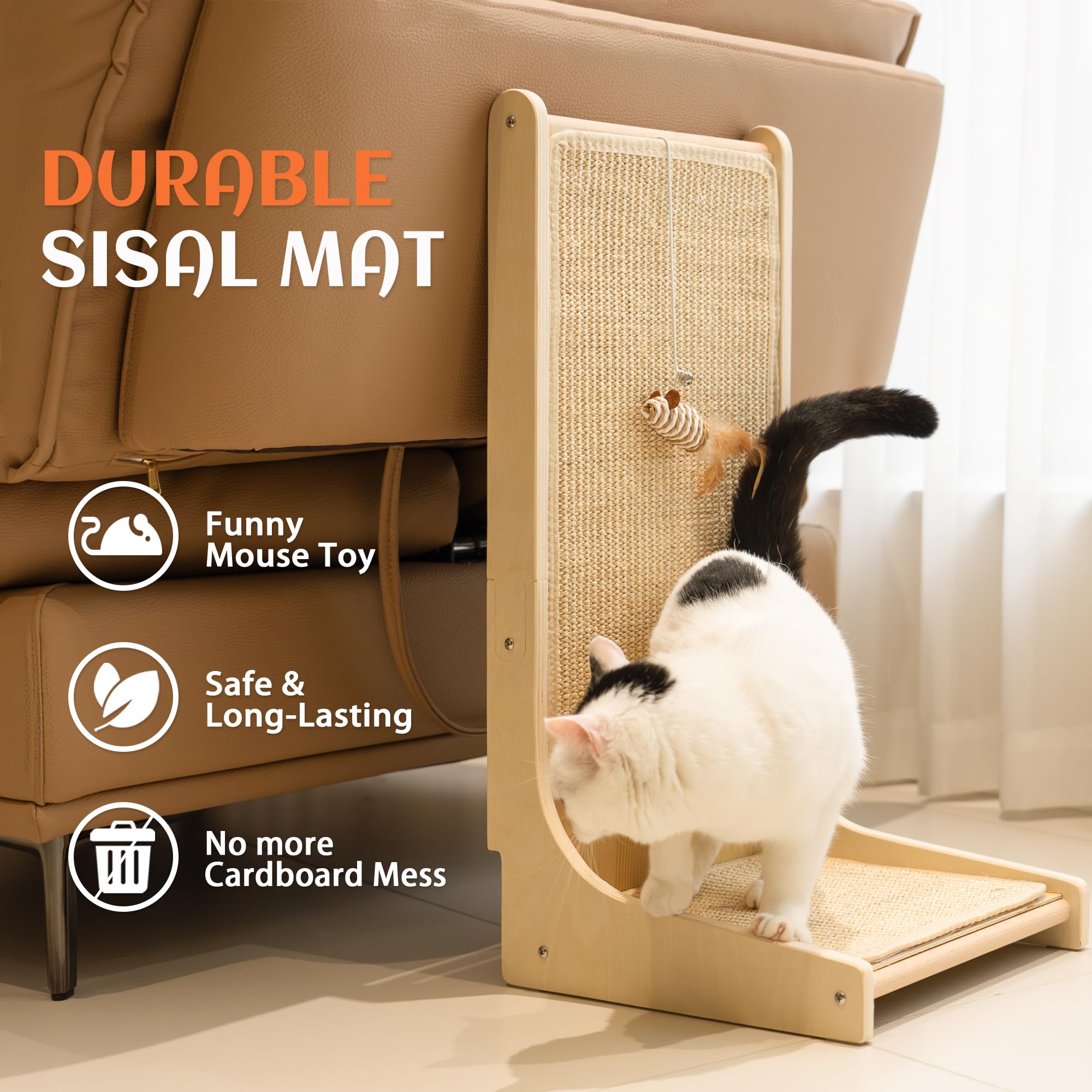 PETKARAY scratcher features sturdy wood base and long-lasting construction