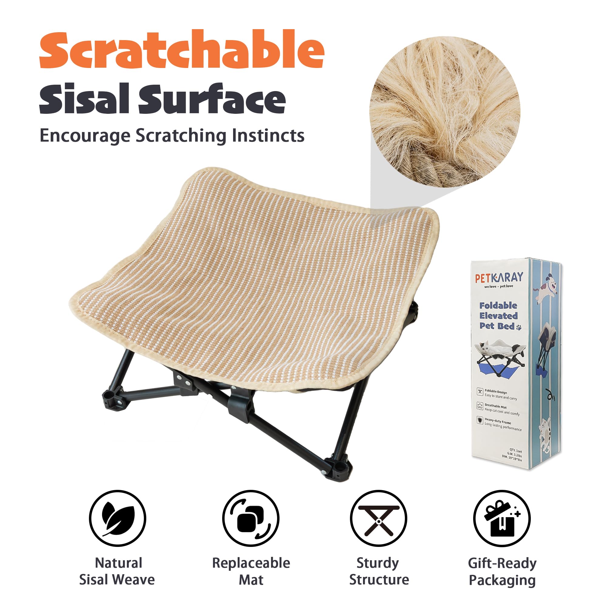 PETKARAY Elevated Cat Hammock Chair provides wobble-free support for cats of all sizes.