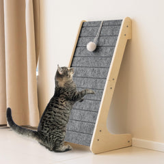 PETKARAY felt cat scratcher on floor ramp shows versatile placement for cats.