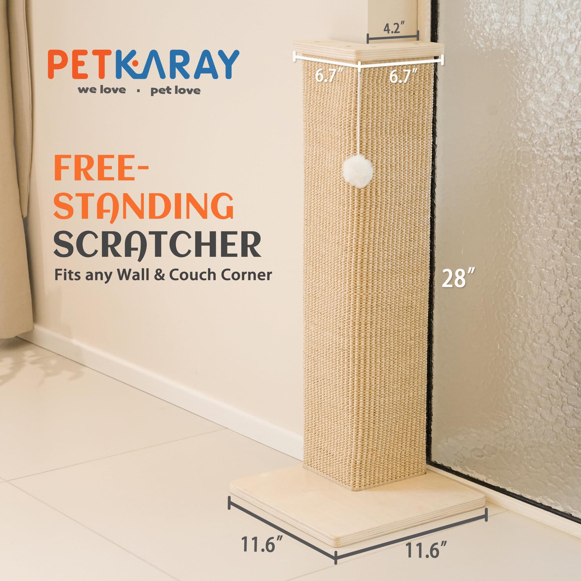 PETKARAY natural sisal scratching pad close-up for healthy claws and furniture protection.