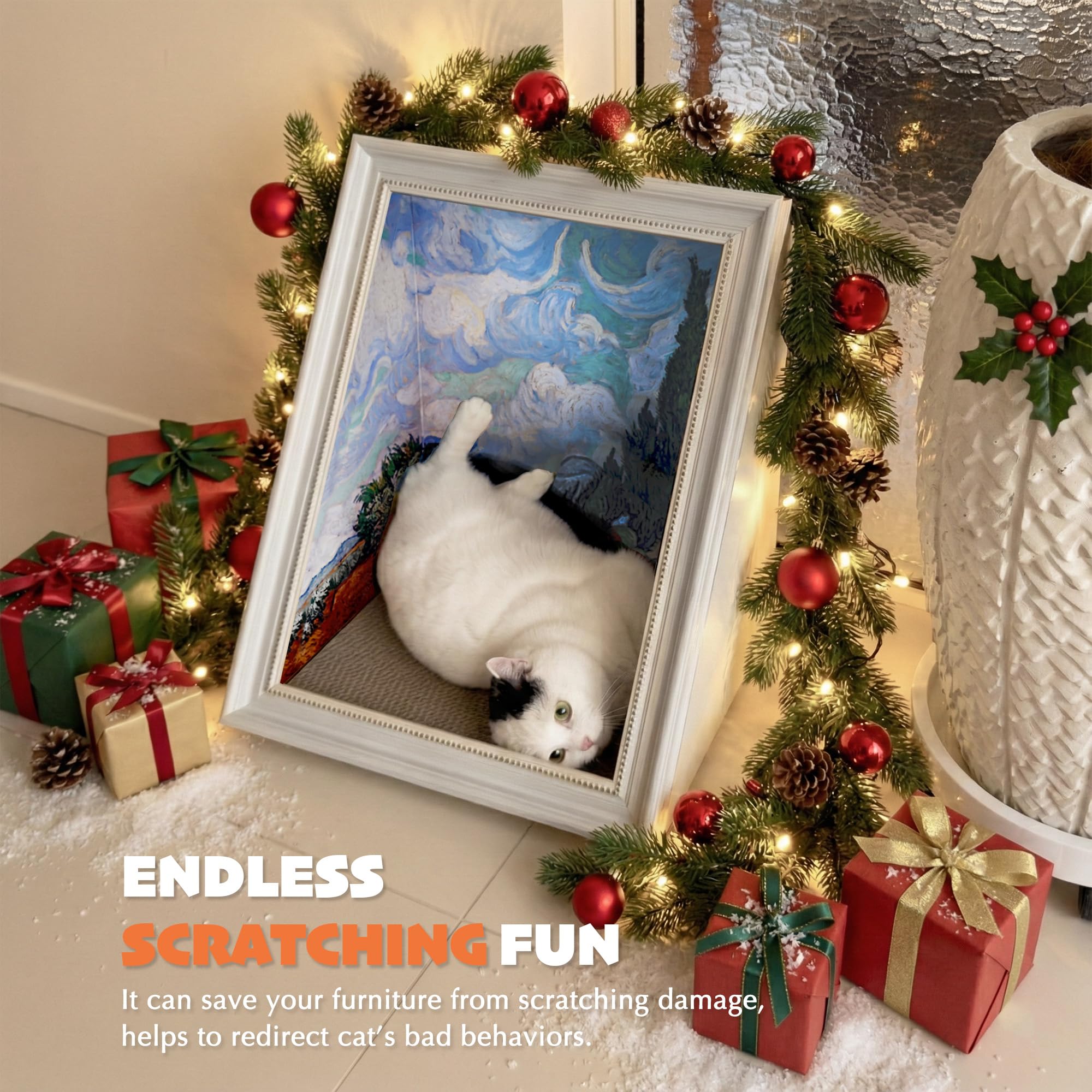 PETKARAY replaceable-scratching-board keeps scratching surfaces fresh and long-lasting for busy cats.