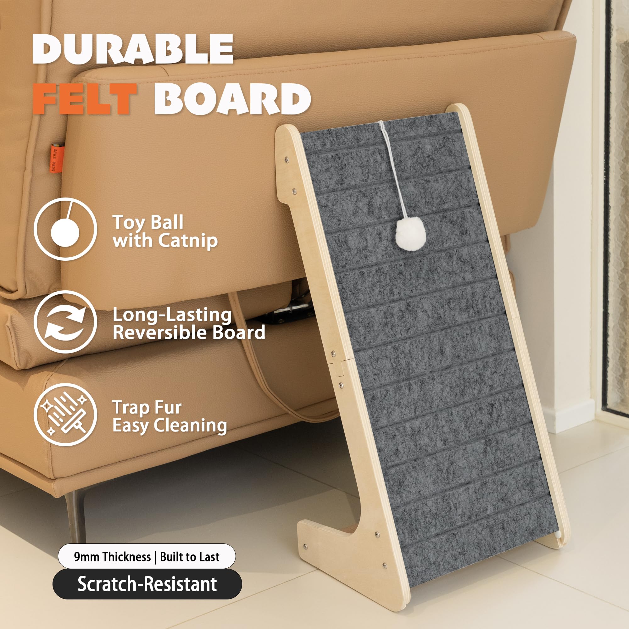 PETKARAY scratch board with wooden frame highlights durable construction.