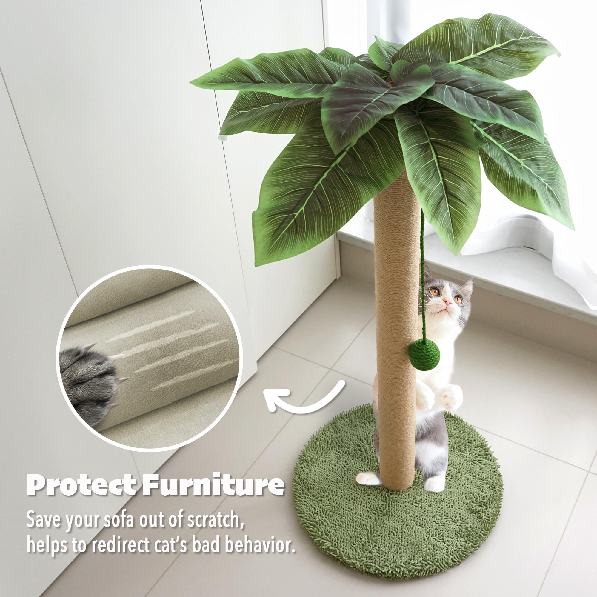 PETKARAY scratching post in indoor setting helps redirect scratching away from furniture