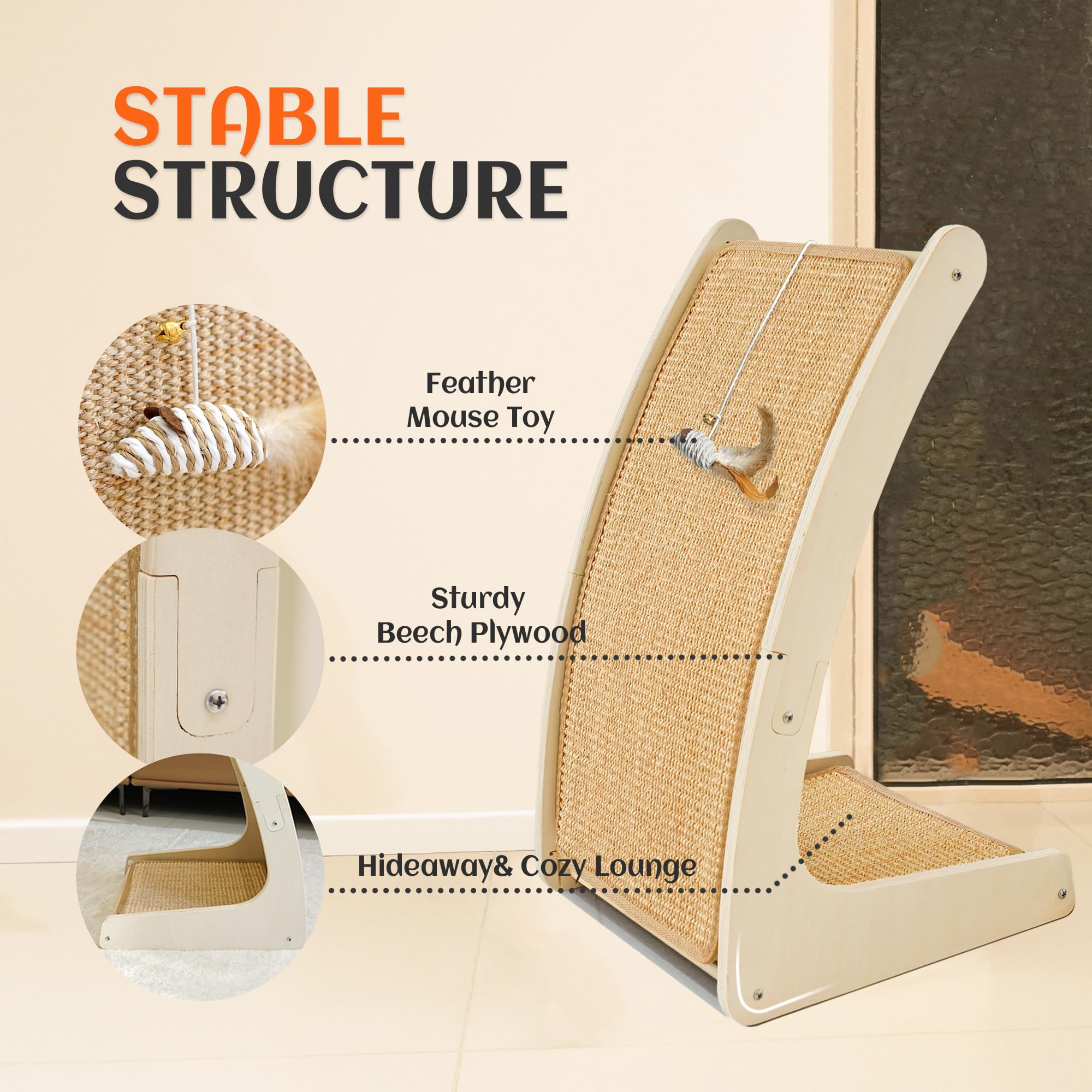 PETKARAY sisal mat dual-layer design promotes healthy scratching