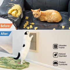 PETKARAY sisal-surface cat scratcher in action on wall shows easy height use
