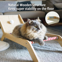 PETKARAY solid wooden lounger keeps cats off cold floors for naps.