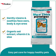 Toallitas Petkin Big N' Thick para uso diario en el pelaje de mascotas