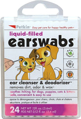 Petkin Earswabs tube for gentle, convenient pet ear cleaning and routine care.