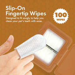 Petkin Fingertip Tooth Wipes used for daily teeth and gum cleaning.