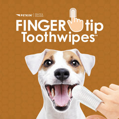 Petkin Fingertip Tooth Wipes with micro-bristle fabric for thorough cleaning.