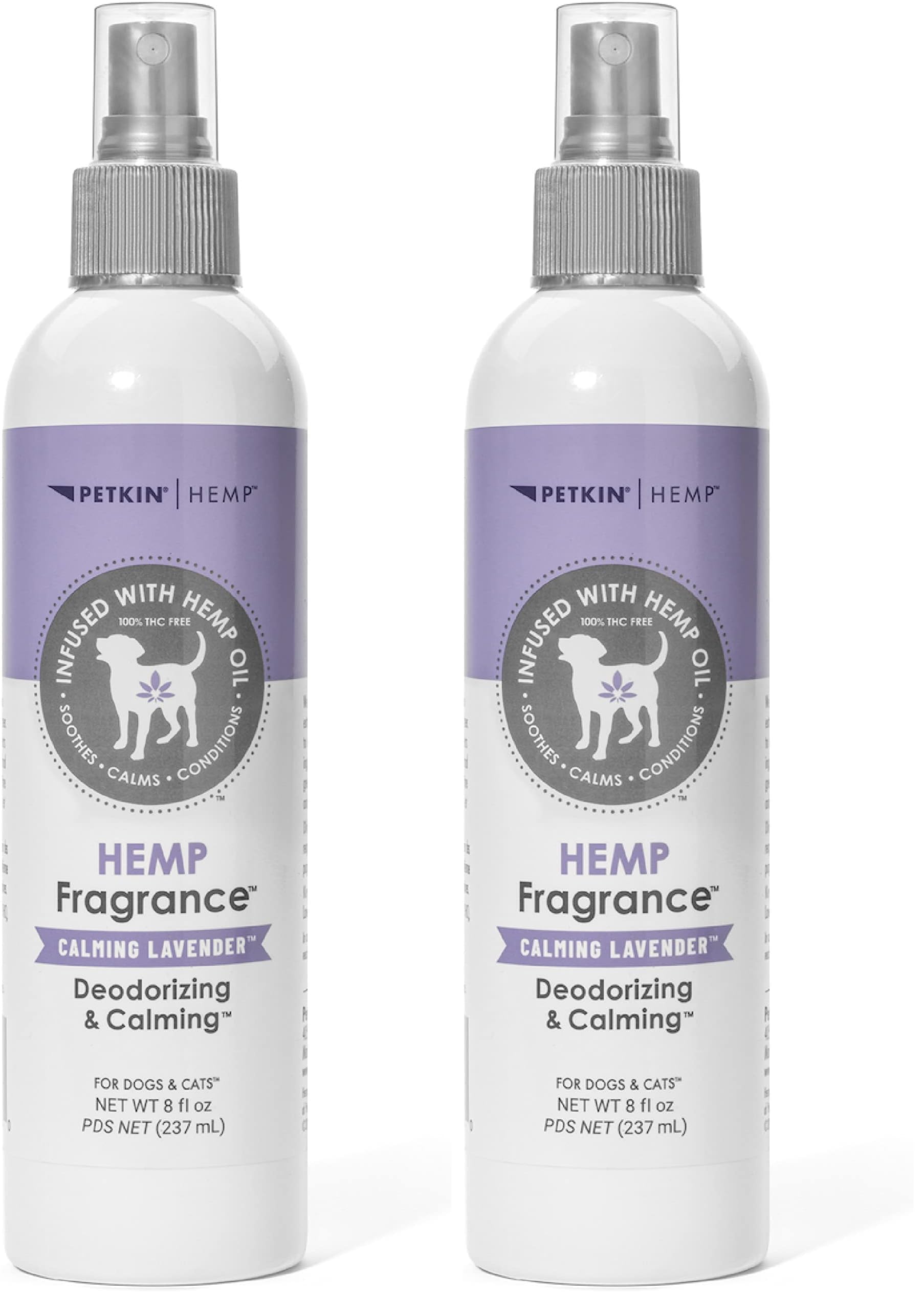 Petkin Hemp Fragrance bottle front with calming lavender aroma for pets