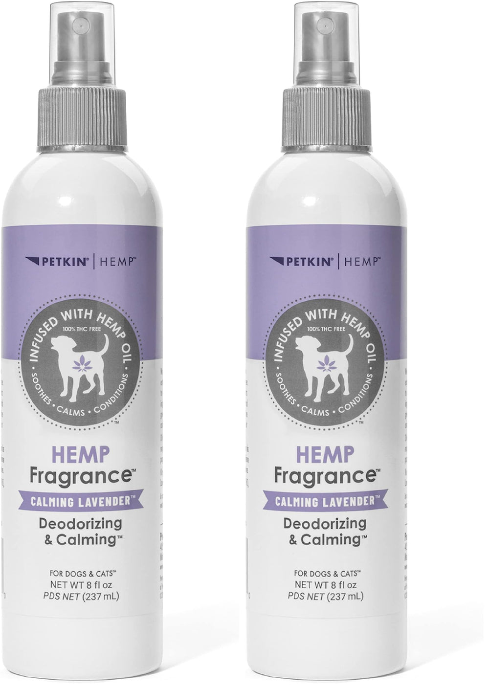 Petkin Hemp Fragrance bottle front with calming lavender aroma for pets