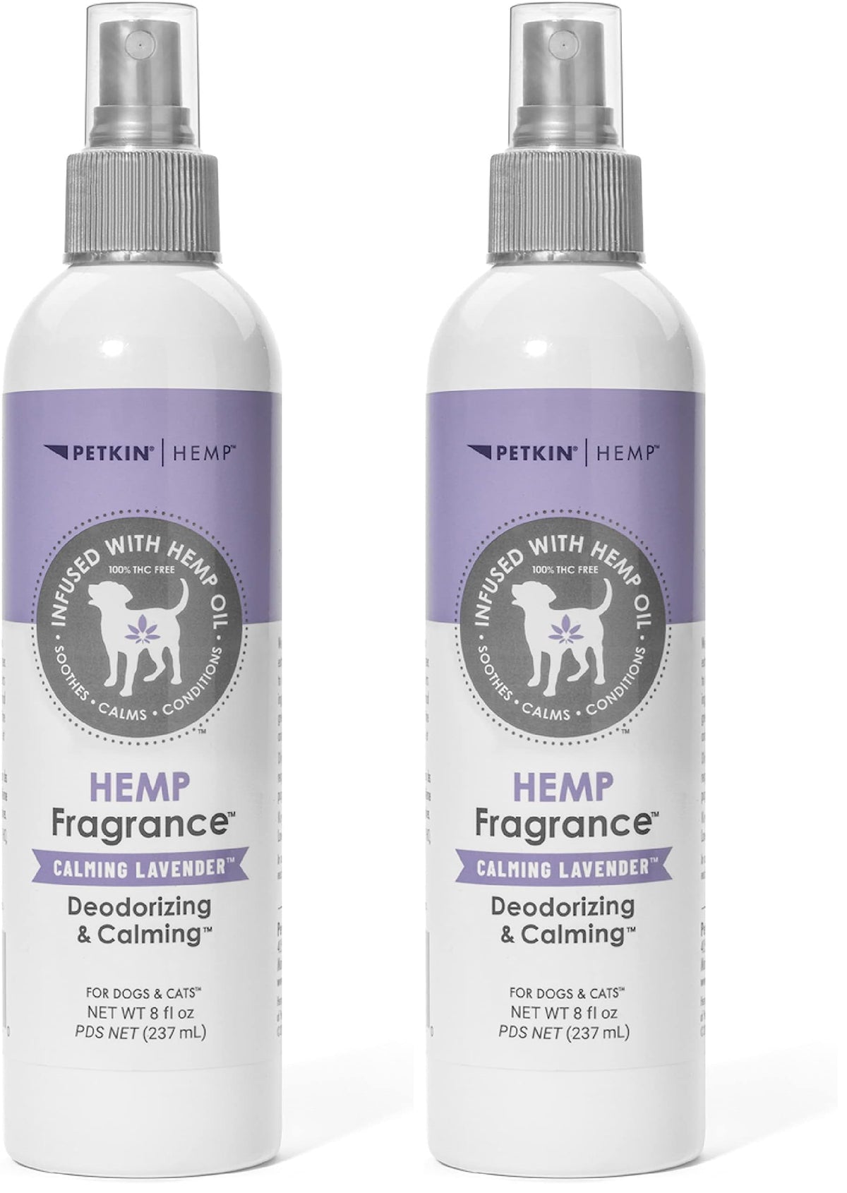 Petkin Hemp Fragrance bottle front with calming lavender aroma for pets