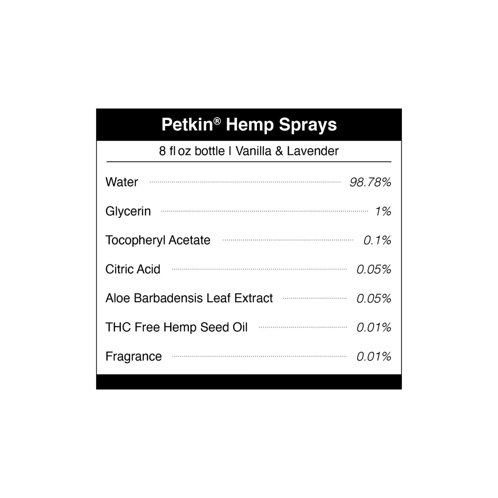 Petkin Hemp Fragrance with hemp oil and lavender extract, natural deodorizing ingredients