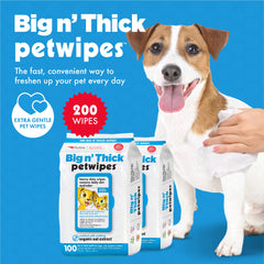 Petkin Large Pet Wipes label closeup, vanilla-coconut scent for a pleasant fragrance.