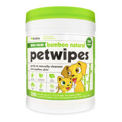Petkin Mega PetWipes bamboo tub open for quick on-tub cleaning.