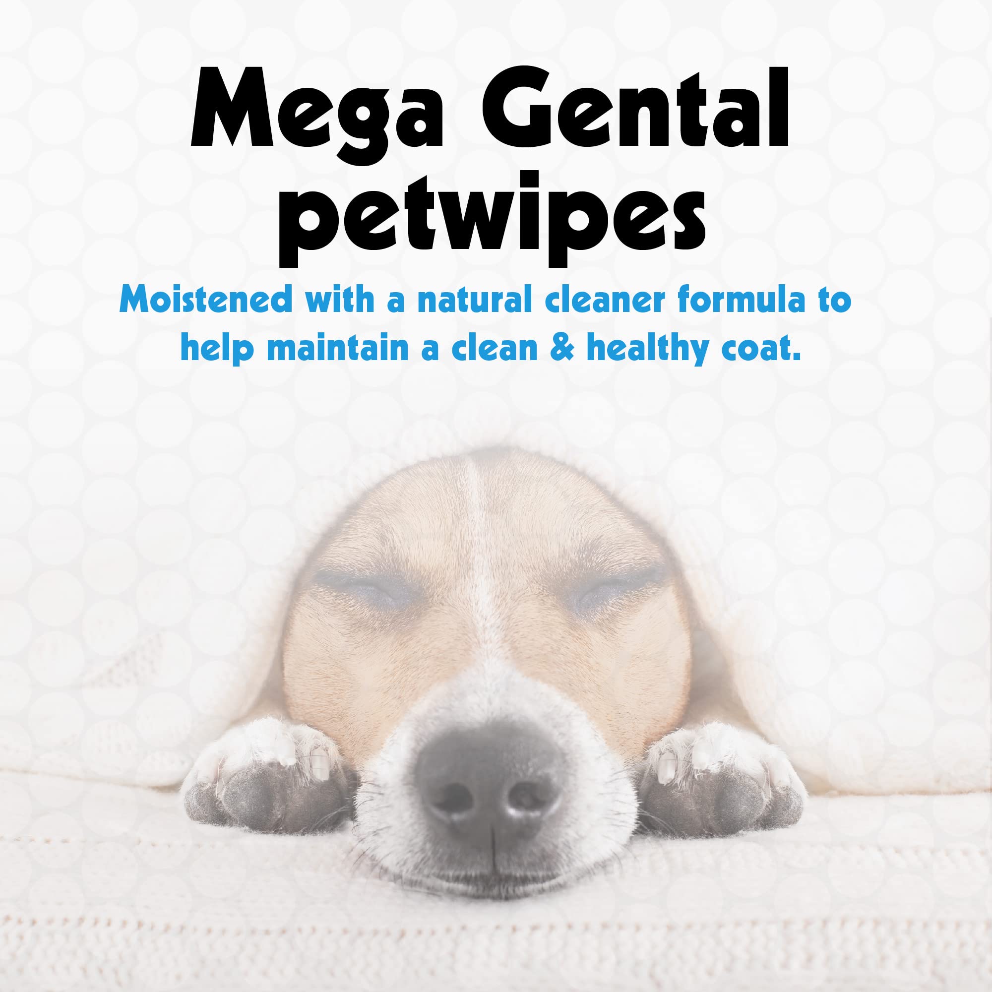 Petkin Mega PetWipes close-up wipe for daily dirt removal.