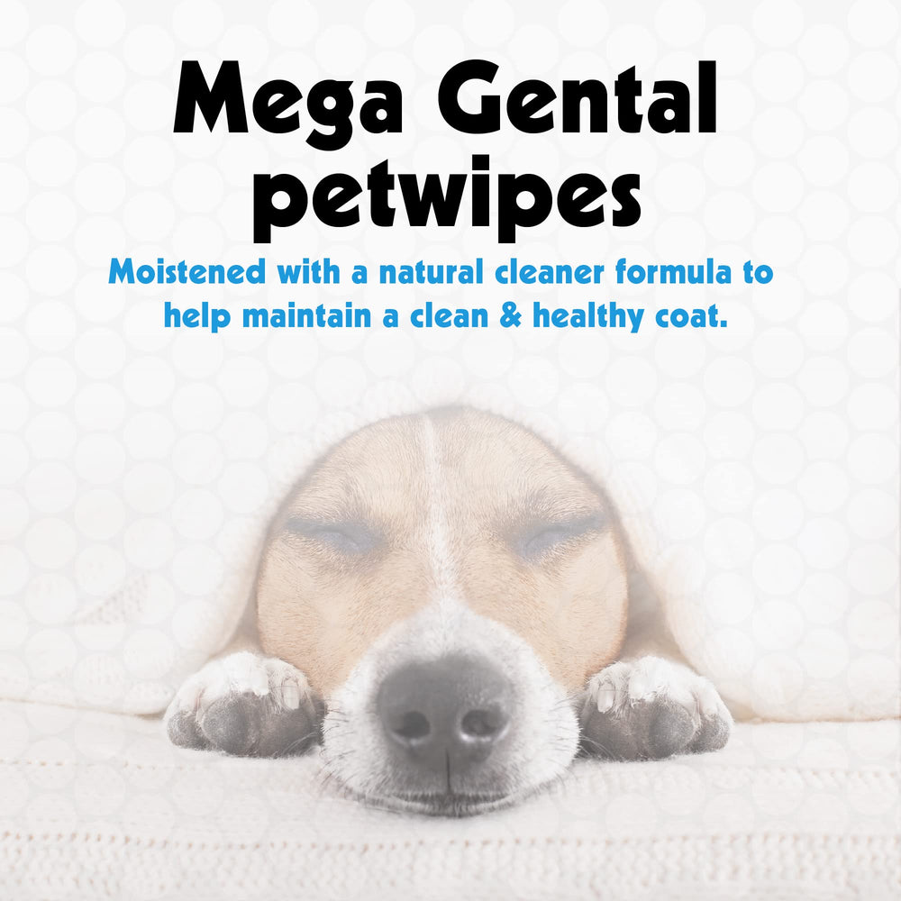 Petkin Mega PetWipes close-up wipe for daily dirt removal.