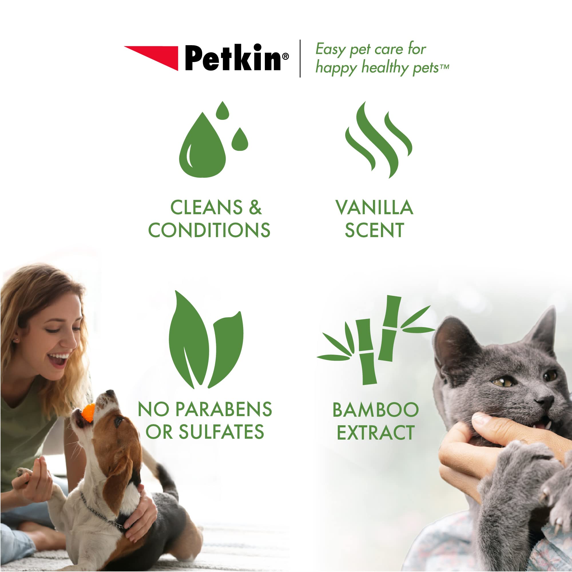 Petkin Mega PetWipes skin-soft coat care helps moisturize skin after wipes.
