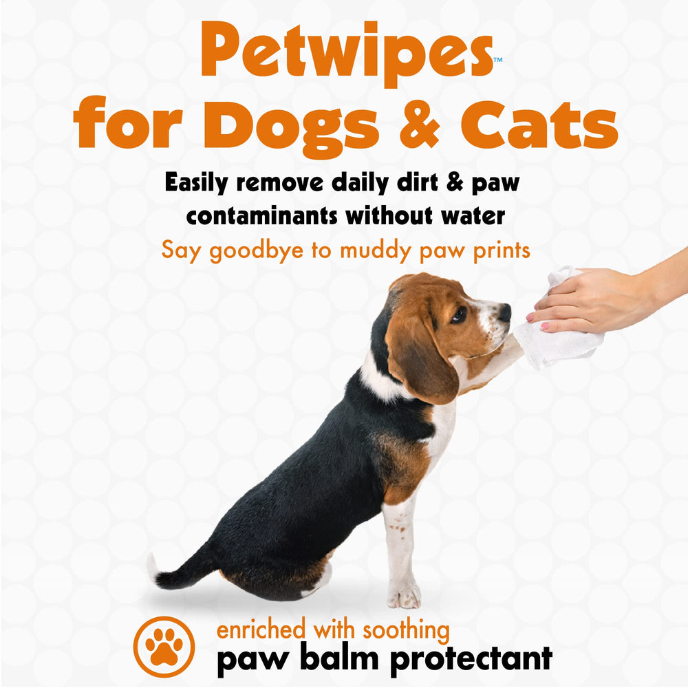 Petkin Big N' Thick paw wipes close-up shows paw balm protectant for soft pads