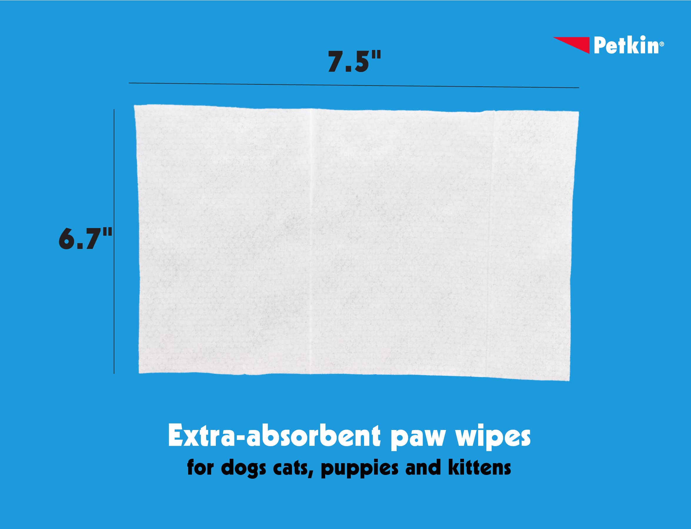 Petkin Paw Wipes Plus ideal for daily dirt and odor removal.