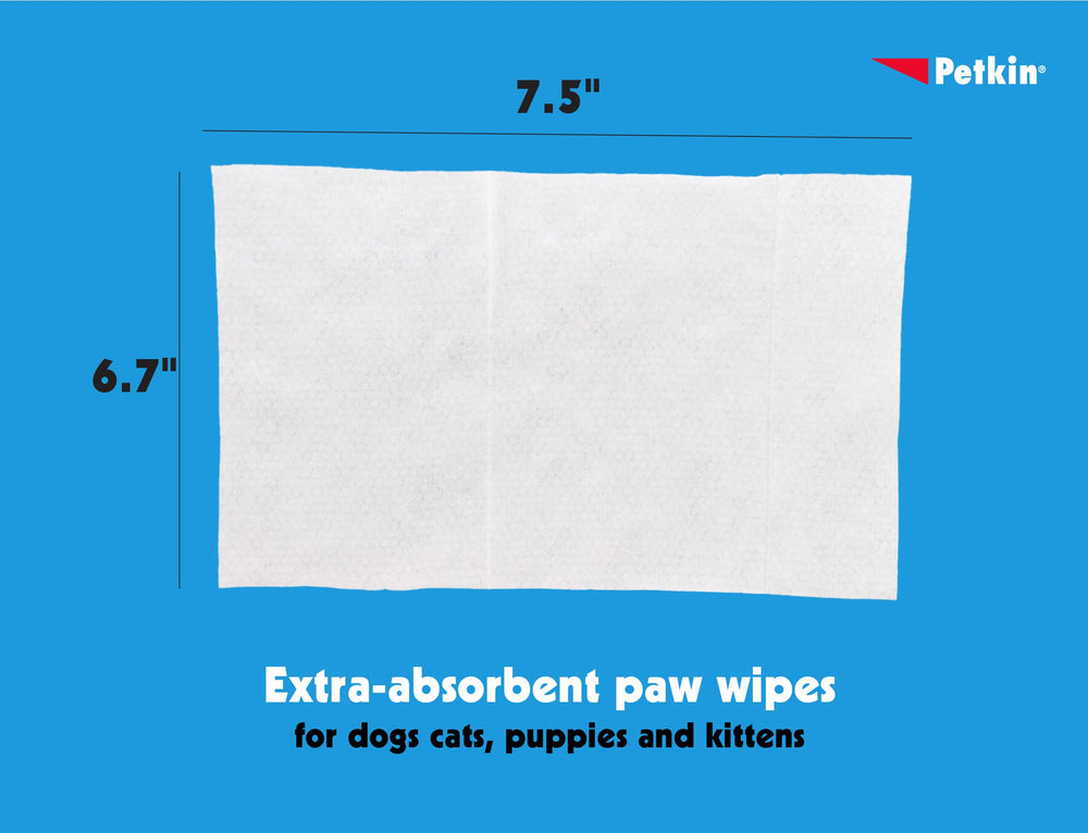 Petkin Paw Wipes Plus ideal for daily dirt and odor removal.