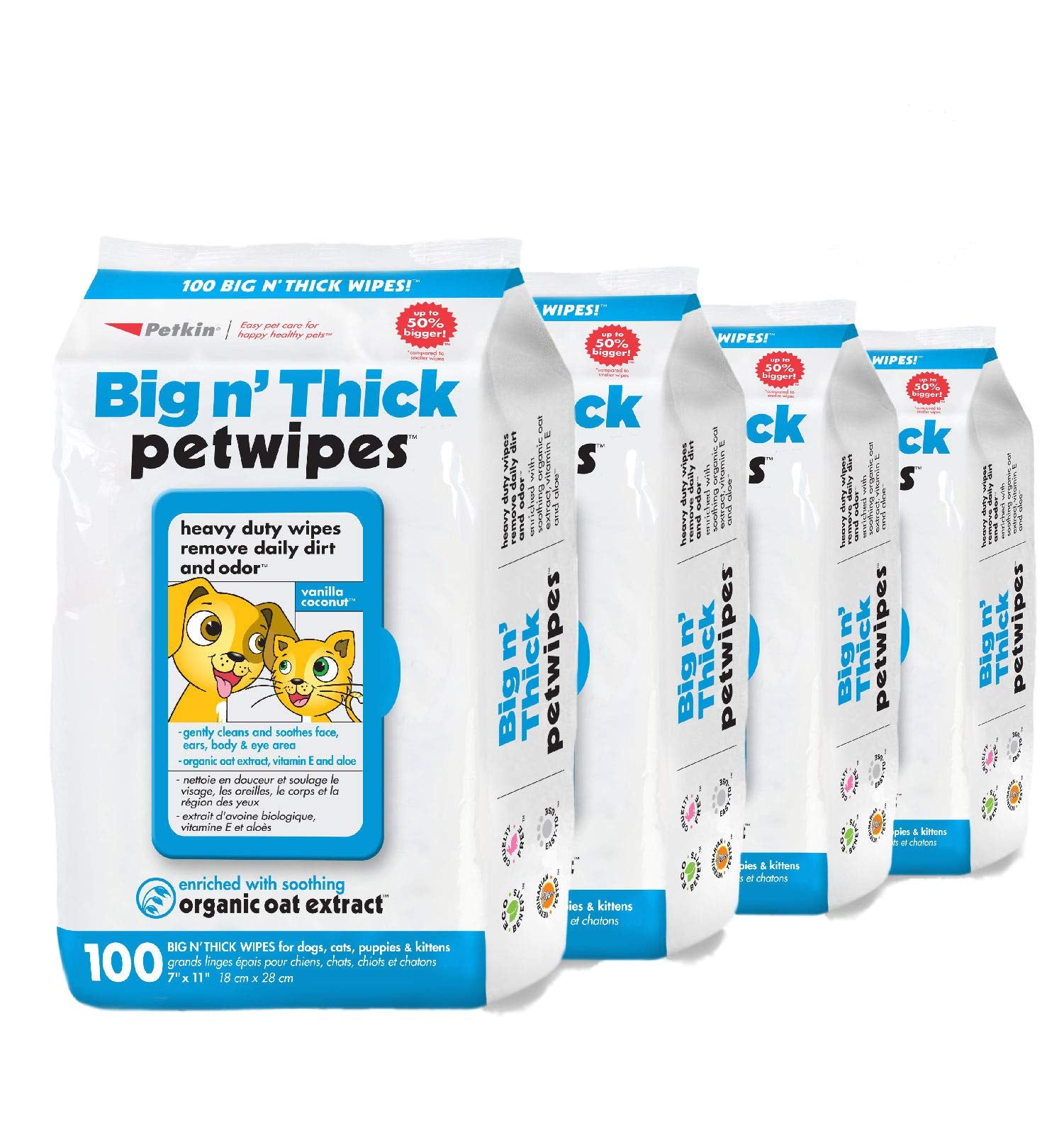 Petkin Pet Wipes 4-pack box for quick home refresh between baths