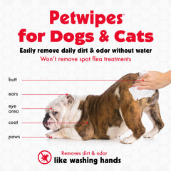 Petkin Pet Wipes with aloe-enriched formula gently cleans and softens fur.