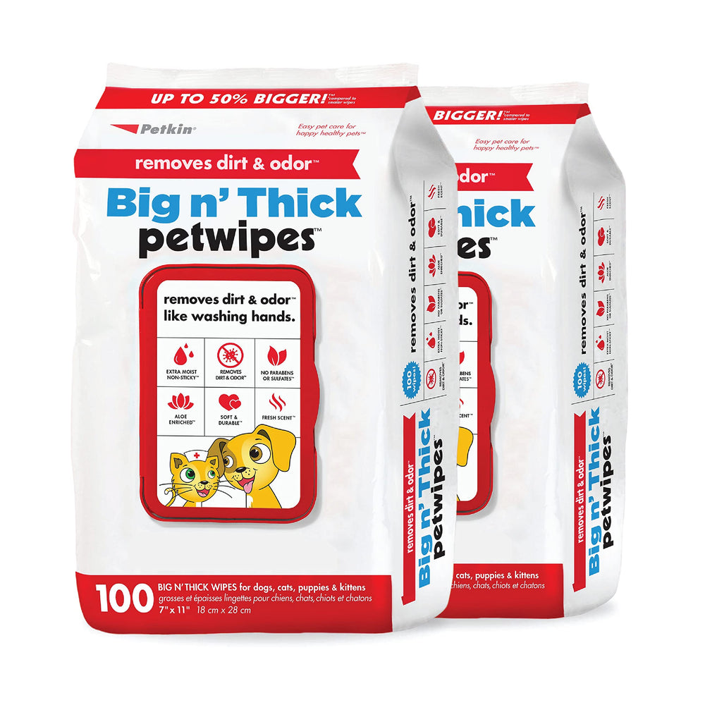 Petkin Pet Wipes large wipes with closed lid for quick, convenient cleanups.