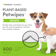 Petkin Plant-Based PetWipes center-pull lid enabling easy-access cleansing.
