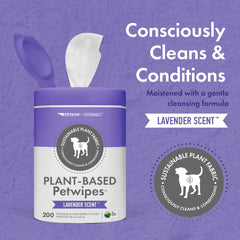 Petkin Plant-Based PetWipes being used on a puppy for daily gentle cleansing