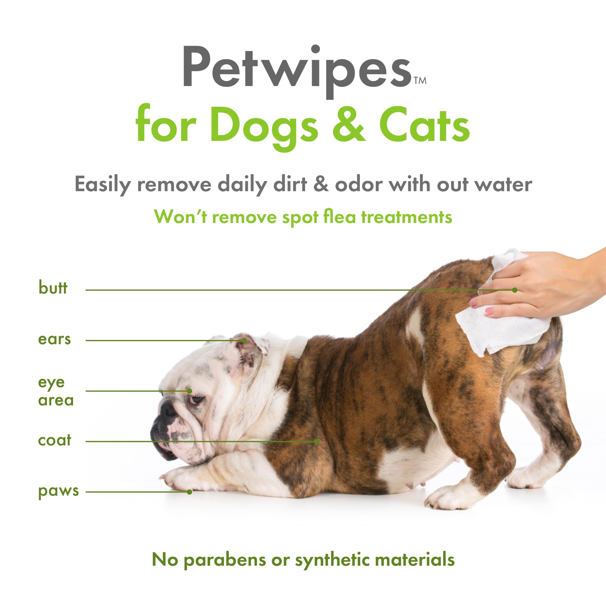 Petkin Plant-Based PetWipes thick fabric showing durable wiping power.