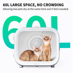 PETKIT AIRSALON MAX interior view shows wide space for standing or lying down, ideal for comfortable grooming