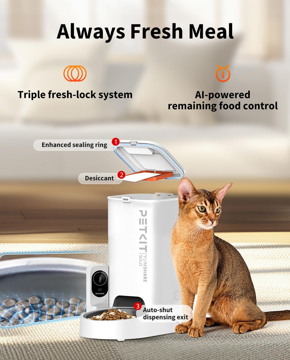 PETKIT app control enables customized feeding schedules for pet wellness.