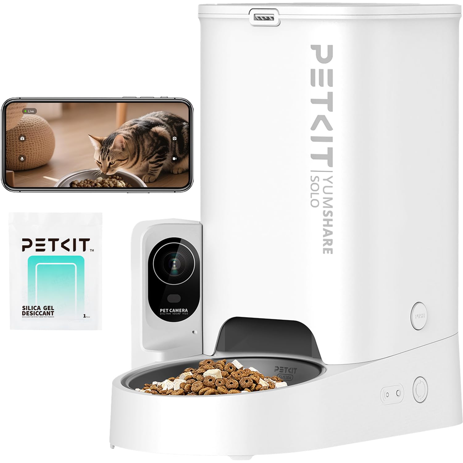 PETKIT automatic cat feeder camera 1080p provides clear remote monitoring of meals.