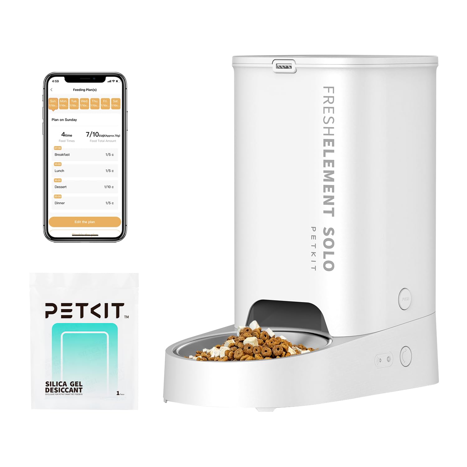 PETKIT automatic feeder front view illustrating compact design for home use