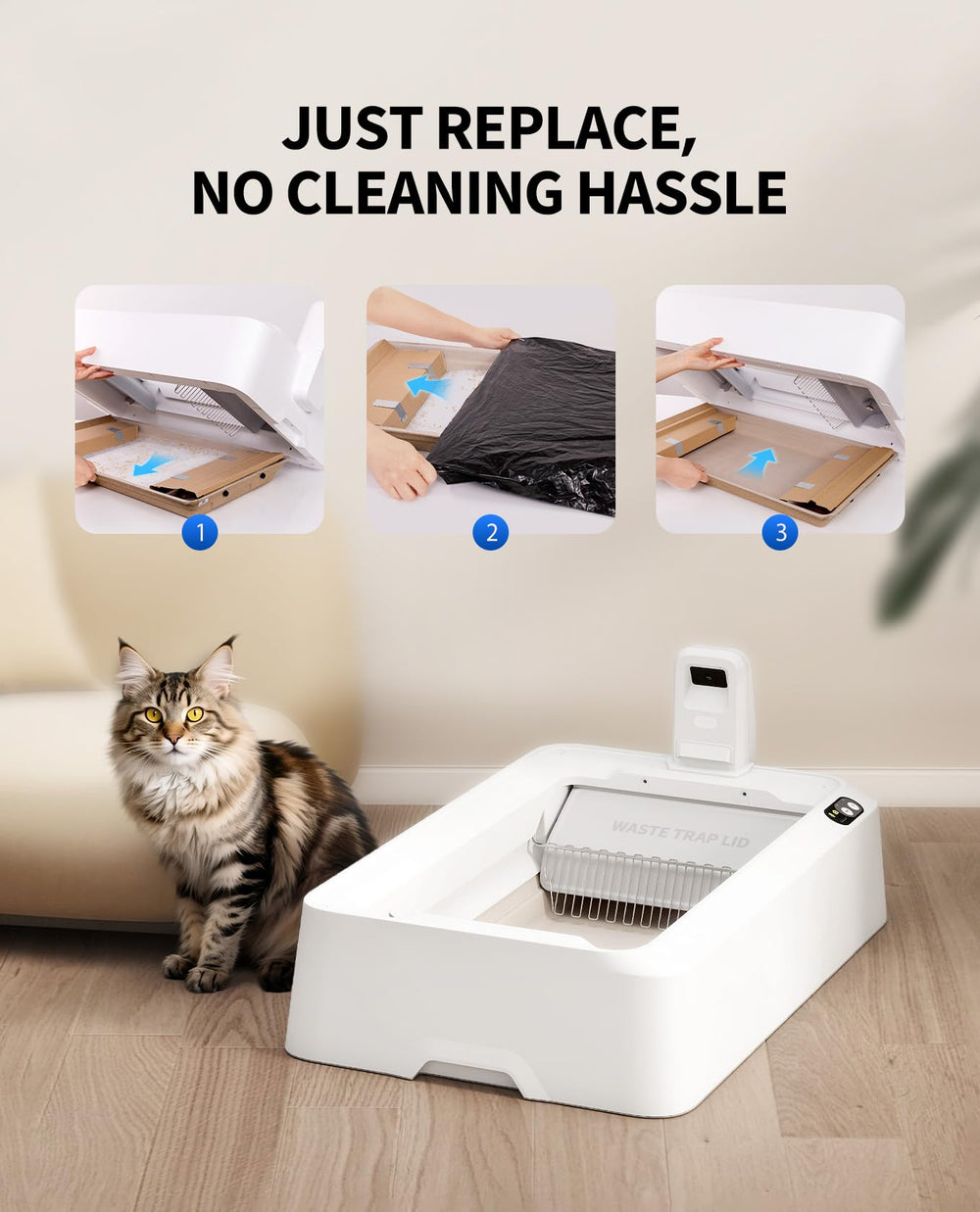 PETKIT Crystal Litter Freshness close-up emphasizes dust-free, low-mess litter experience.