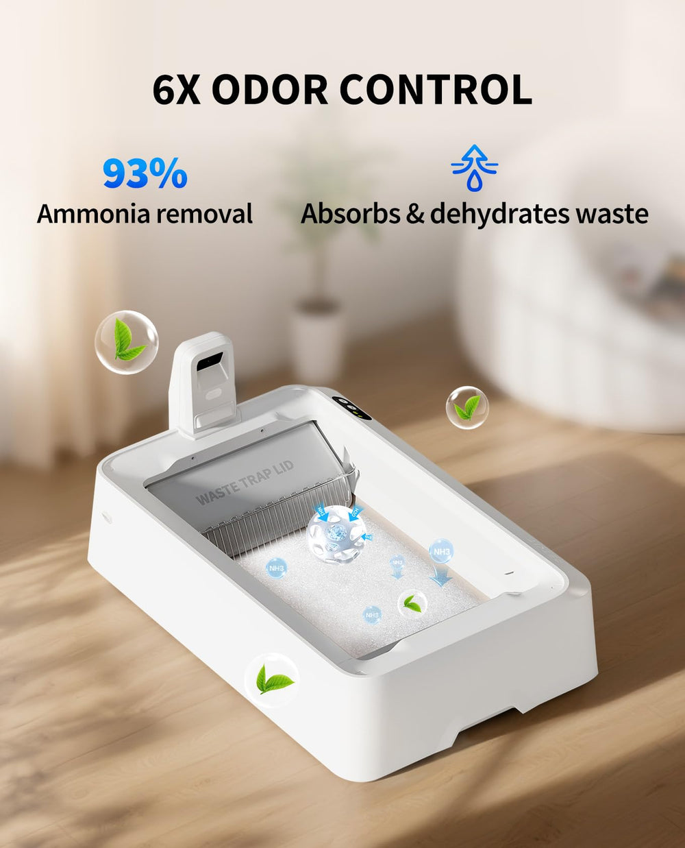 PETKIT Crystal Litter Odor Control highlights strong urine absorption for a fresher box.