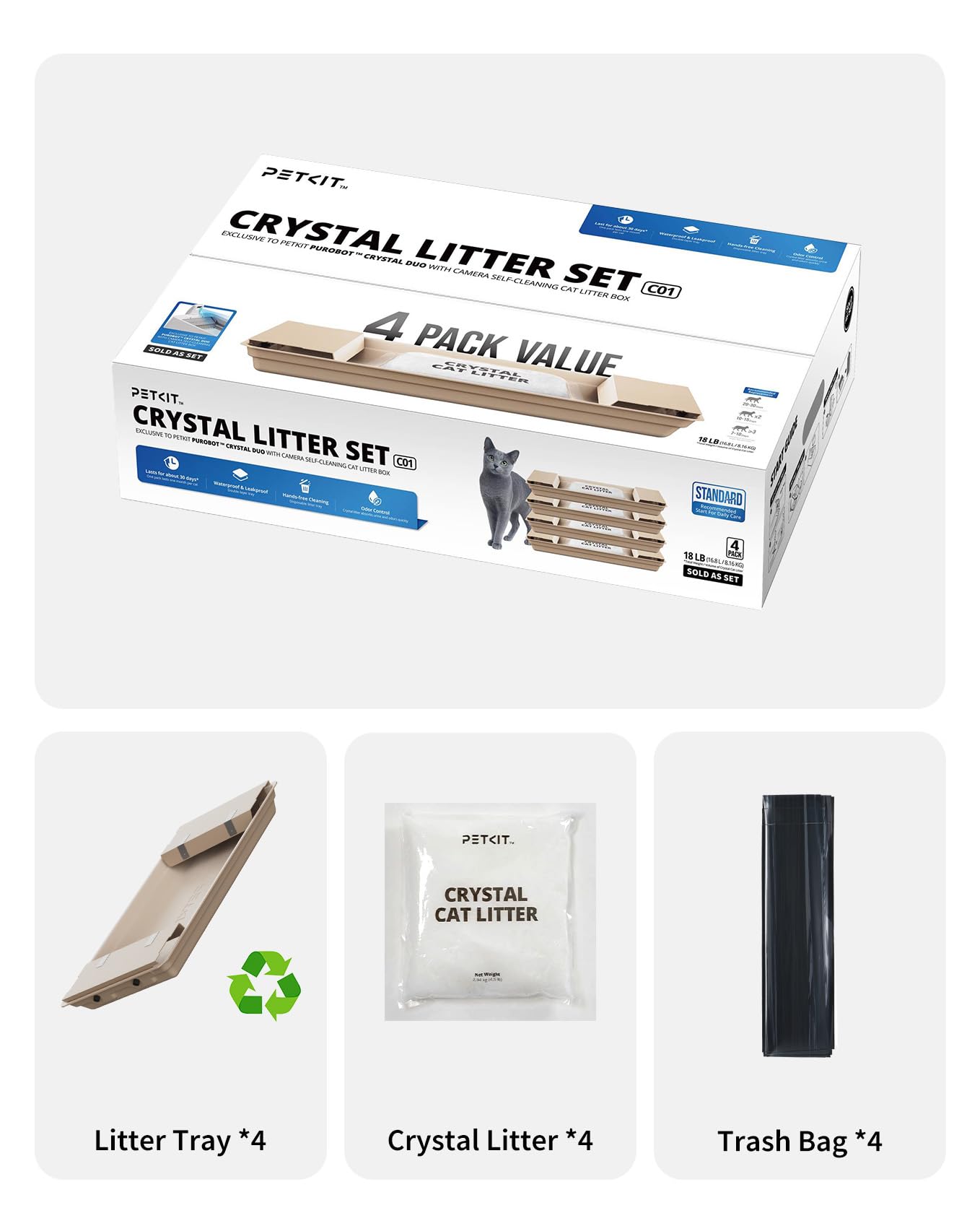 PETKIT Crystal Litter Overflow-Proof Tray proves secure containment during use.