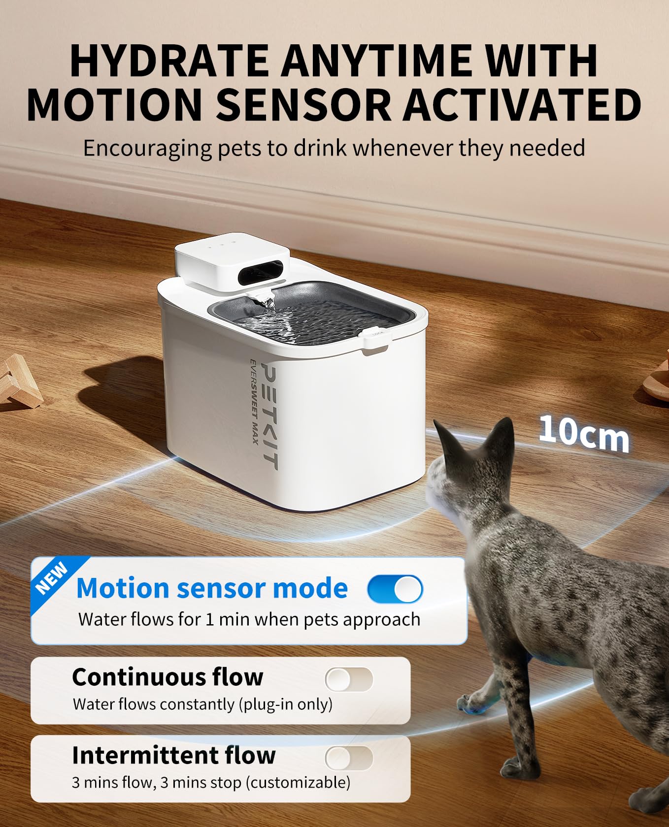 PETKIT EVERSWEET MAX battery indicator demonstrates long-lasting power for outages.